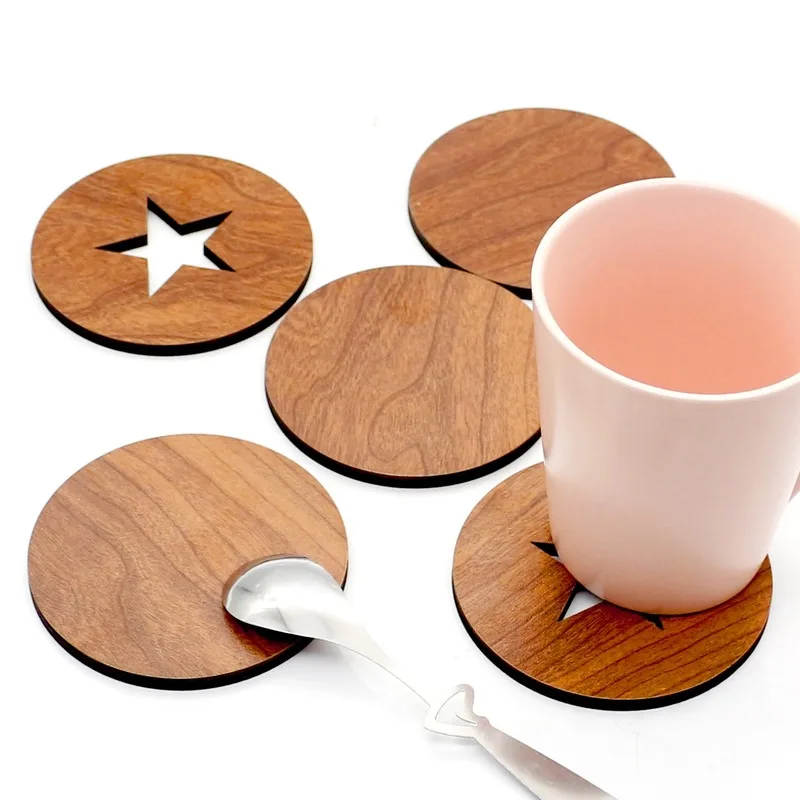 Round Wooden Creativity Coasters Bowl Pad Handmade Insulation Placemats Table Padding Cup Mats Kitchen Decoration Accessories