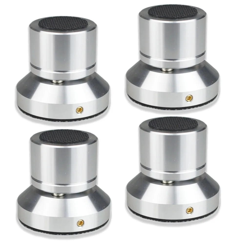 4pcs Aluminium Speaker Spike Pads Amplifier Shock-absorbing Steel Ball Ceramics Ball Isolation Stand Feet Base Pads 50x45mm