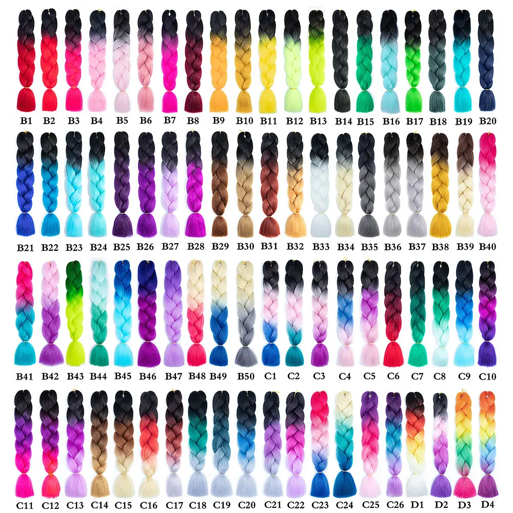 Über 105 Farbe 100g 24 zoll Ombre Haar Jumbo Braid Haar Ausdruck Für Häkeln Box Zöpfe Synthetische Haar Kanekalon großhandel