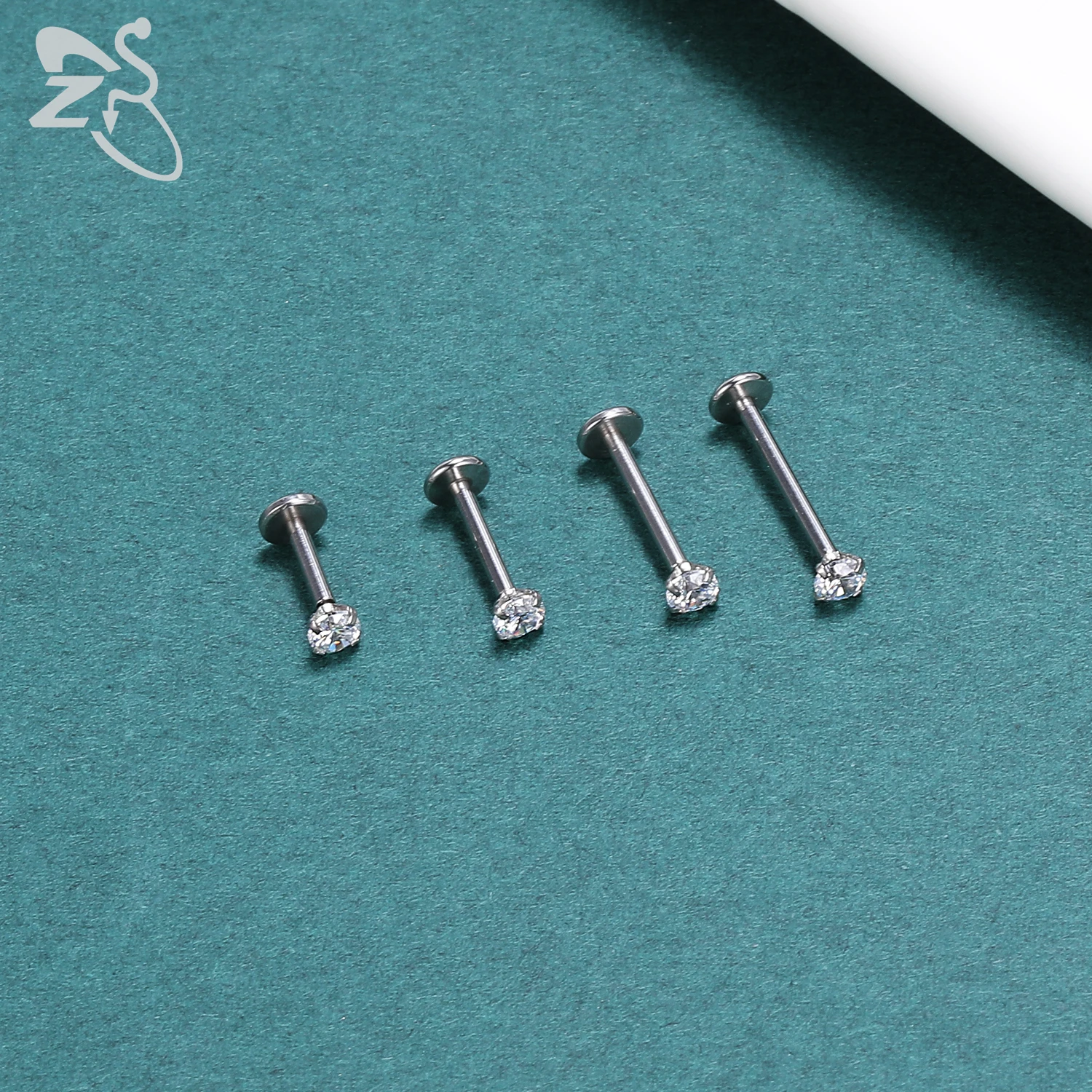 ZS 1PC 6-12MM Piercing Labret in acciaio inossidabile per le donne Crystal Monroe Lip Stud Ring Ear Tragus Helix cartilagine Piercing 16g