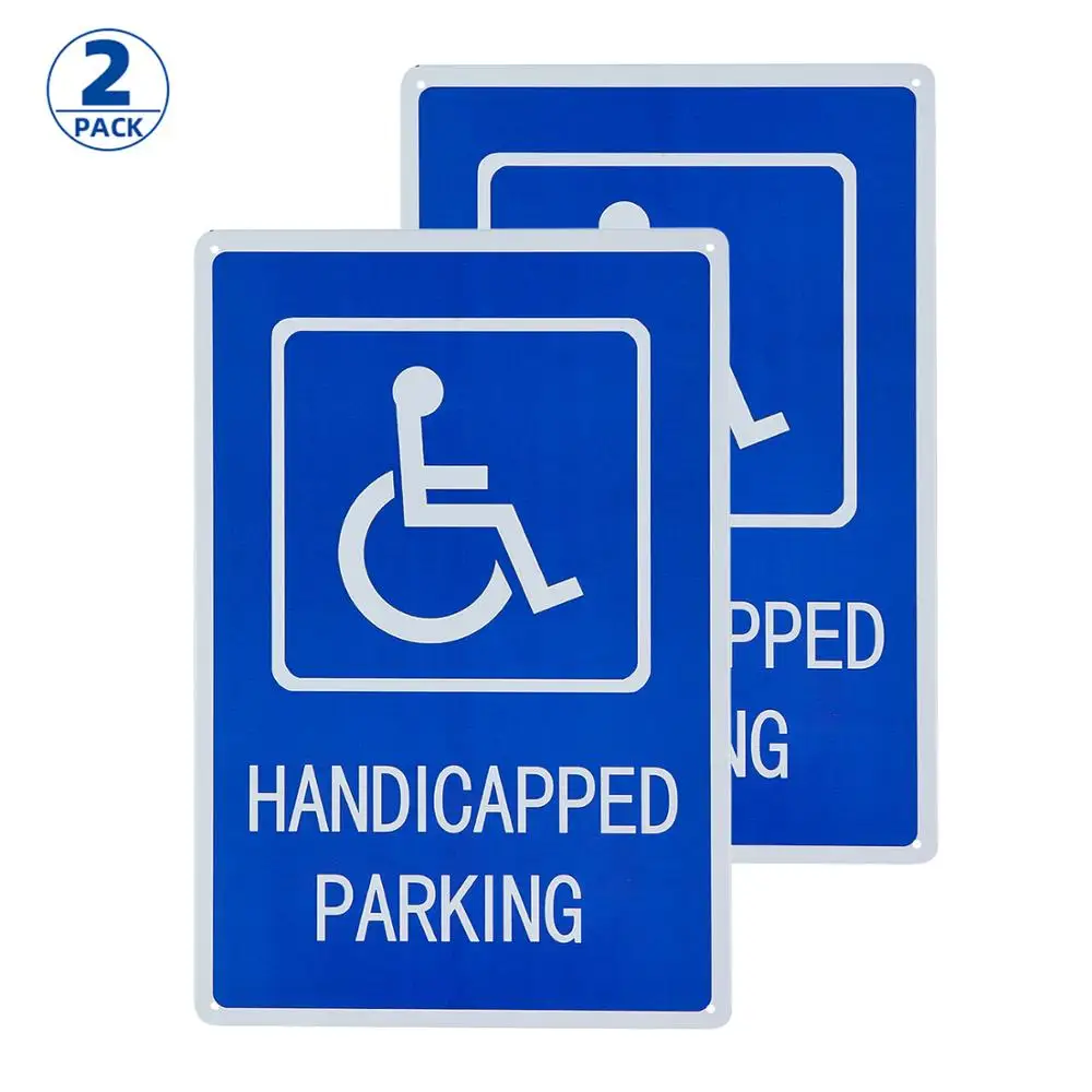 

DL-2 Pack Handicapped Parking Sign 12 x 8" Engineer Grade Handicap Parking Sign Metal Blue on White