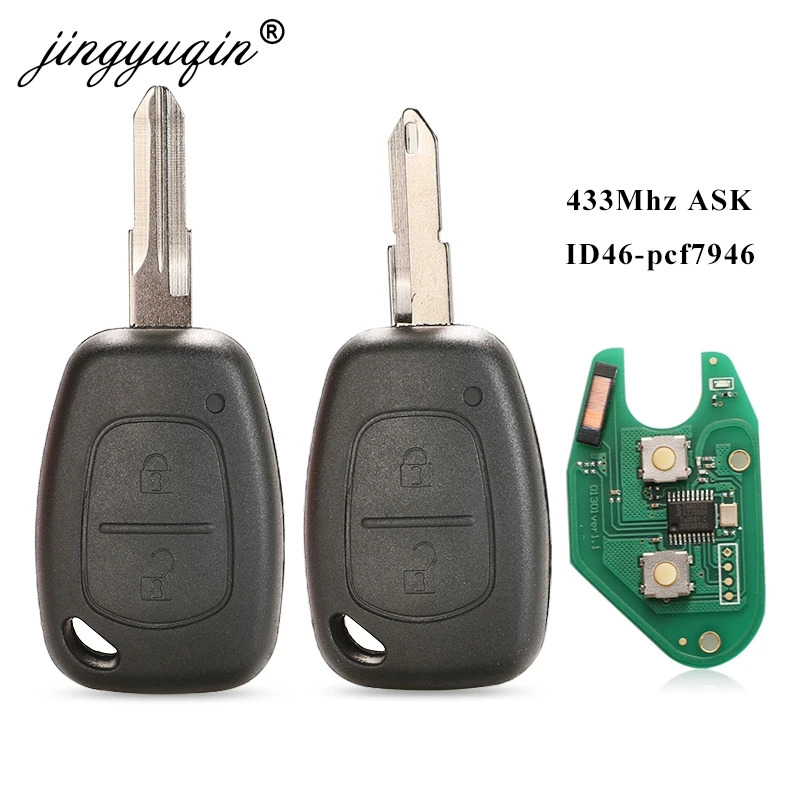 jingyuqin 2 Button Car Remote Key 433mhz ID46 Chip Transmister for Renault Traffic Master Vivaro Movano Kangoo Ne73 VAC102 Blade