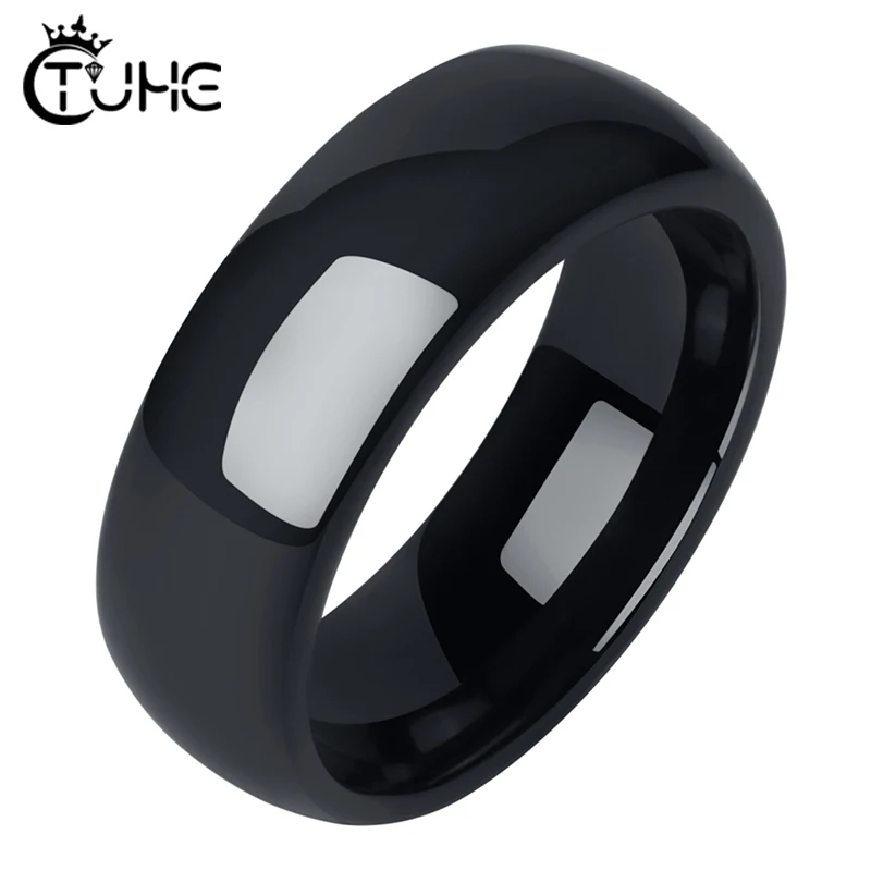 Never Fade 8MM Width Ceramic Rings for Men Women Cool Band Rings Smooth Comfortable Rings Wedding Engagement Gift Size 6-10