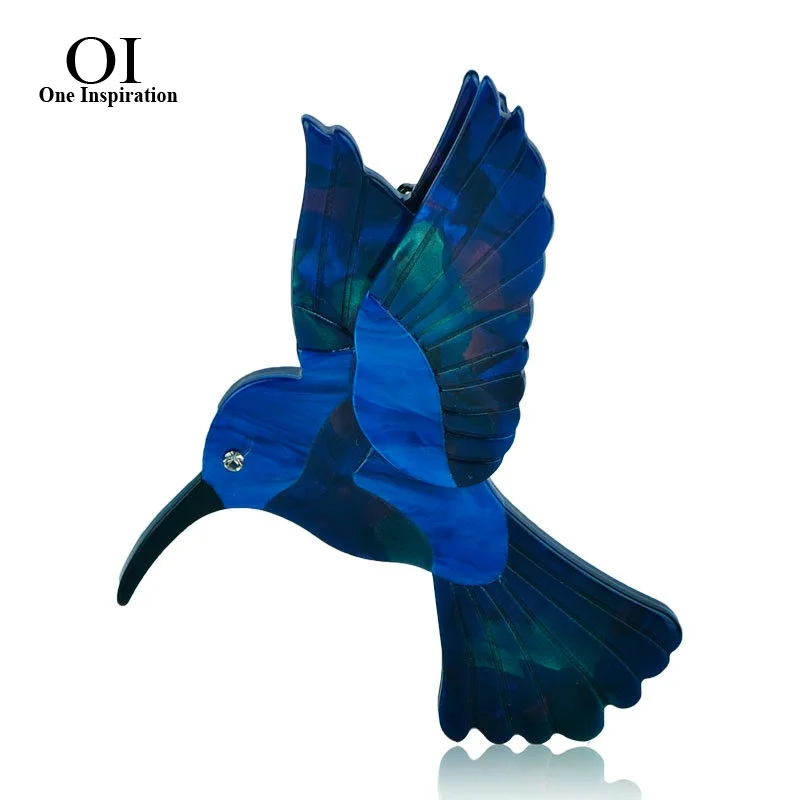 BLUCOMEBLUCOMEOI New Arrival Blue Eagle Swallow Shape Brooches Natural Texture Acrylic Pin Jewelry For Girls Women Hat Scarf Coa