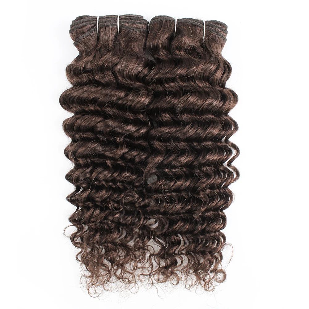 Kisshair-Deep Wave Cabelo Bundles, marrom escuro, peruano, extensão do cabelo humano, Remy Weave, cor #2, 3, 4 pcs, 10 a 24"