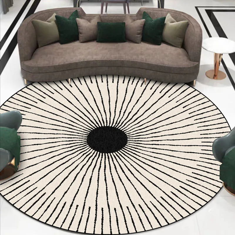 Modern Round Carpet and Rugs Minimalist Line Circle Living Room Bedroom Carpets Anti Slip Computer Chair Floor Mat Home Decor
