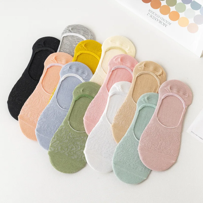 5 pairs women\'s candy-colored invisible socks summer breathable non-slip women\'s short socks Korean style socks slippers 35-39