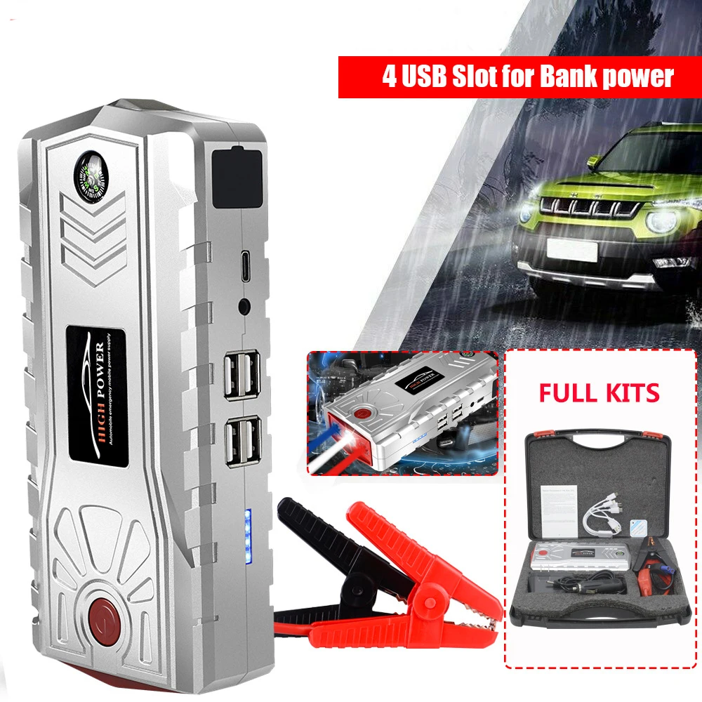 Car Jump Starter 800A Portable Starting Device Charger 32000mAh Powerbank for Mobile Phone Tablet External Battery LED Light