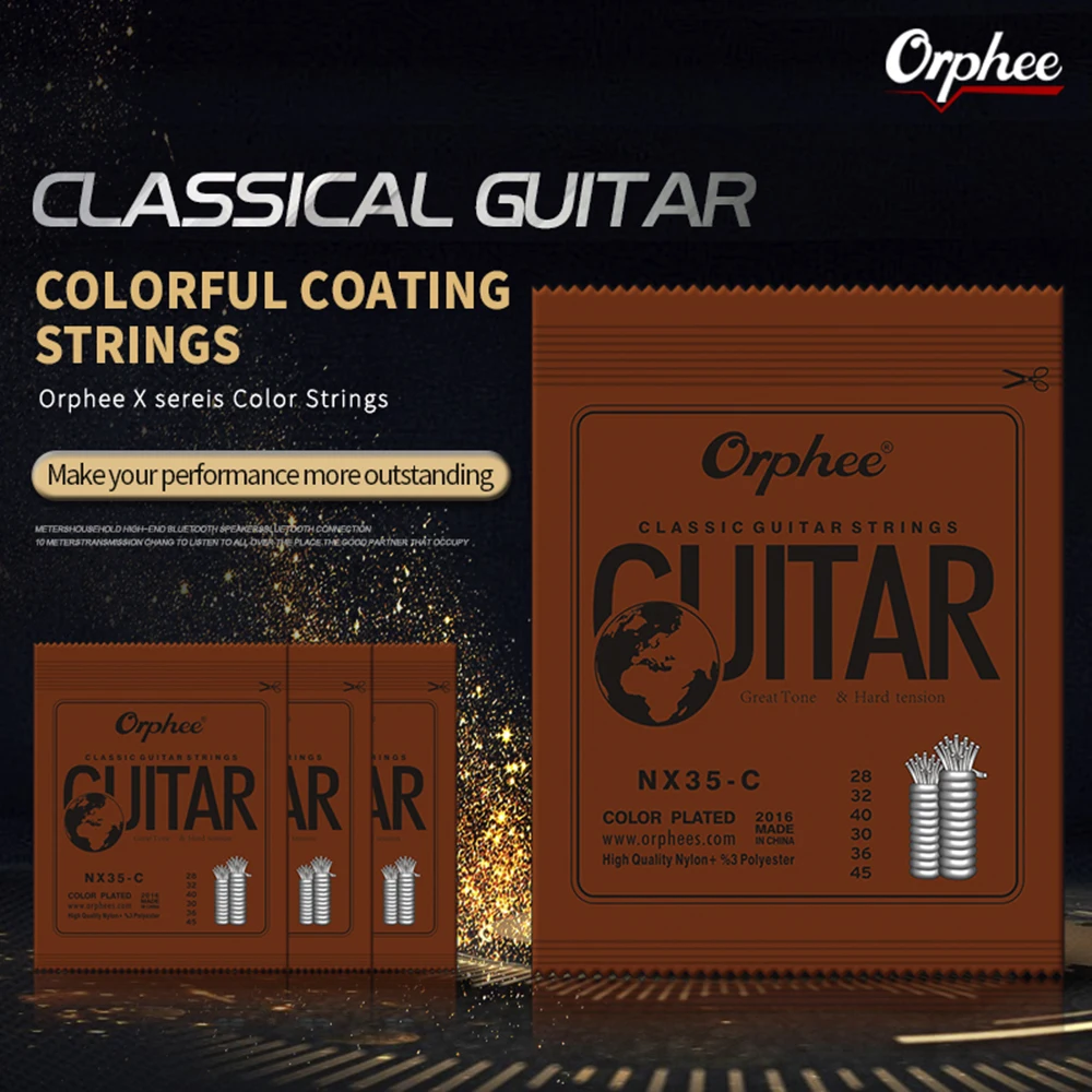 Orphee NX35-C difícil tensão clássica guitarra cordas perfeito substituição náilon prata jacketed fio embalagem a vácuo peças da guitarra