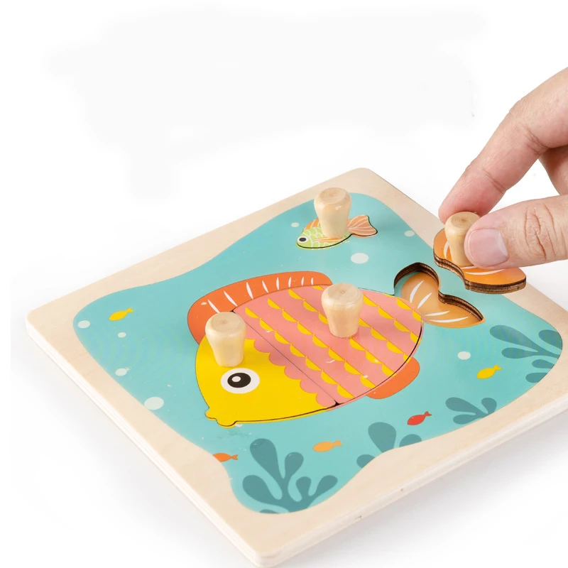 

Wooden Puzzle Cartoon Vehicle Marine Animal Puzzle Jigsaw Board Montessori Puzzle Cognitive Card Toy for Children