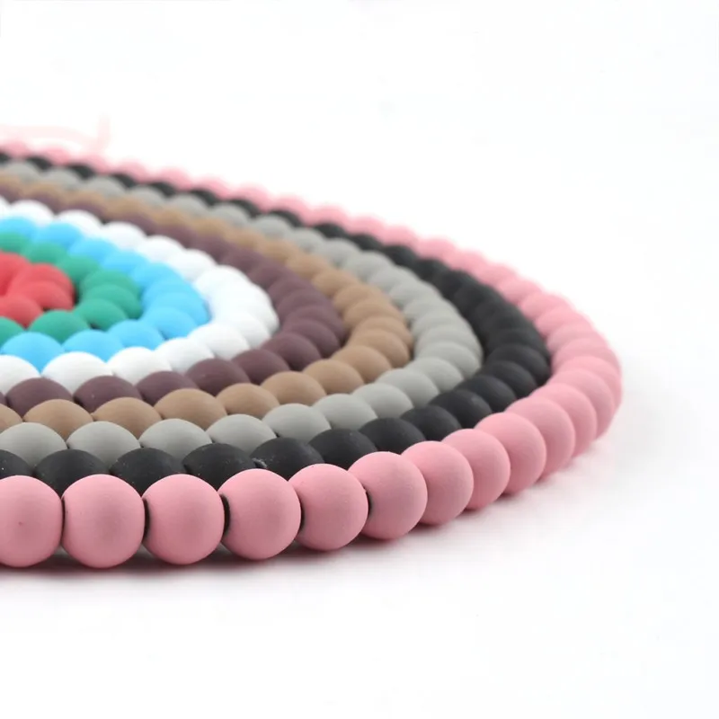 Natural Hematite Stone Beads Rubber Colorfur Round Loose Bead For Jewelry Making 4 6 8mm DIY Charm Bracelets Accessories 15