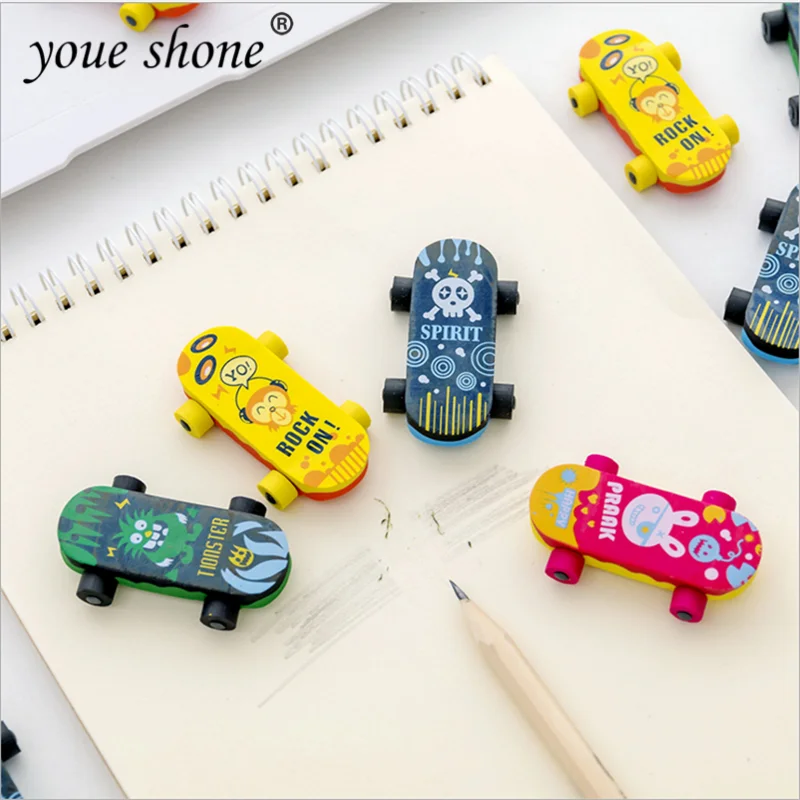 

1PCS Eraser Stationery Cute Cartoon Skateboard Pencil Eraser School Supplies Gift Kids Student Learning Office School Stationery