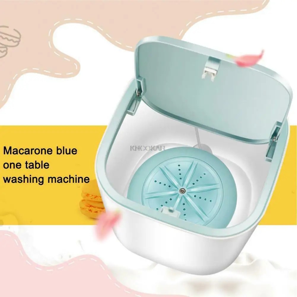 Travel Mini Washing Machine Portable Ultrasonic Turbo Washing Machine USB Powered Desktop Clothing Underwear Laundry Washer 3.8L