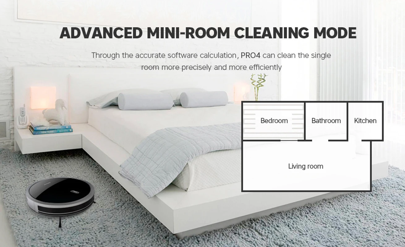 Vancostar-مكنسة كهربائية ذكية للروبوت 1400PA ، للمنزل ، الفرشاة المركزية ، التنظيف الجاف ، PRO4 ، للأرضيات الخشبية ، السجاد ، البلاط ، تكوين PVC