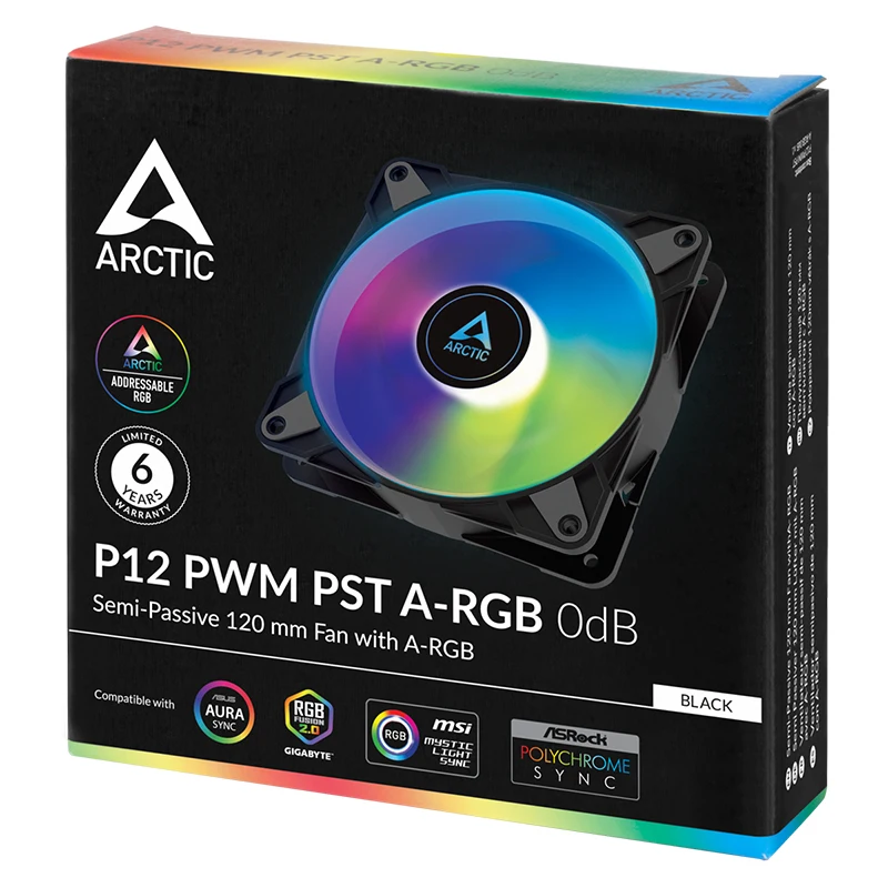Imagem -04 - Ártico P12 Pwm Pst A-rgb 0db 120 mm Cpu Cooler Fan 3pin Argb Computador pc Chassi Ventilador de Refrigeração Silencioso