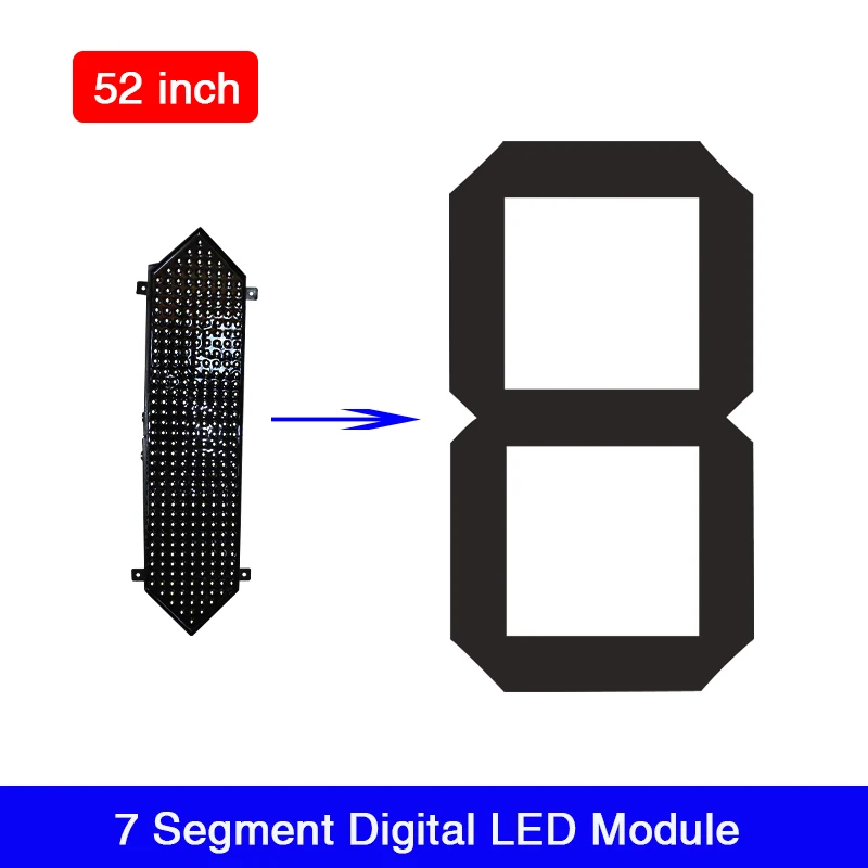 

52 "inch White Red Yellow Green Color 7 /seven segment Digits LED Display Module for Customized LED Gas Price Signs