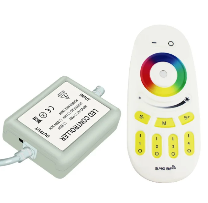 AC110~220V 2.4G 4 Zone Touch Remote LED RGB Controller High Voltage 5050RGB  Controller For LED Strip