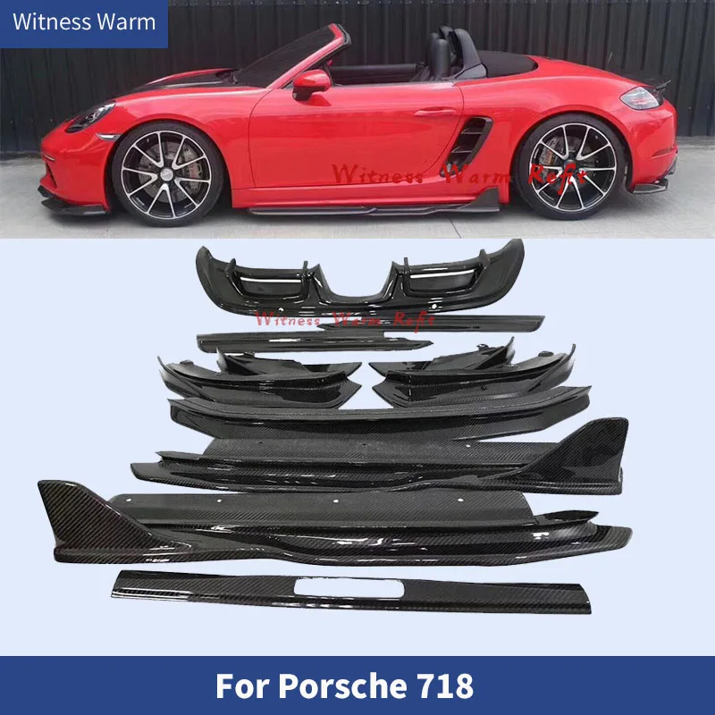 

Car body kit 13pcs Carbon Fiber Front Lip Splitter Rear diffuser Side Skirts Rear Spoiler Side Air Inlet for Porsche Boxster 718