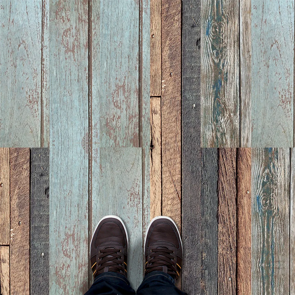 Non-slip Thickening Floor Plank Sticker Self Adhesive Waterproof PVC American Retro Decal For Balcony Bedroom Ground Decor Mural