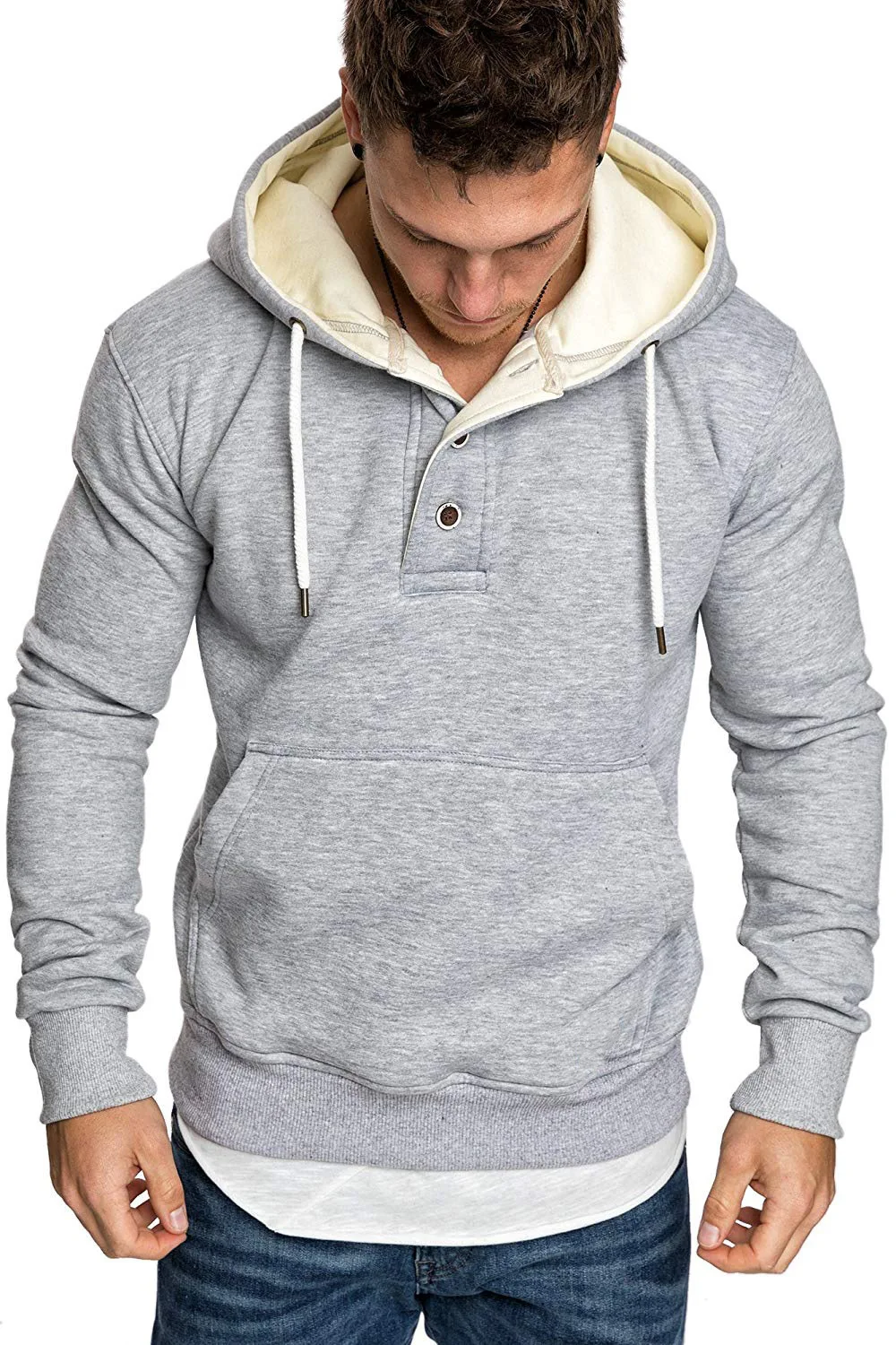 Solid Button Pocket Hoodies Men Sweatshirts 2023 Rapper Hip Hop Hooded Pullover Sweatershirt Male Clothes Sudadera Hombre