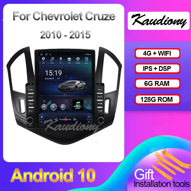 Kaudiony Android 10.0 Car Radio For Chevrolet Cruze Car DVD Multimedia Player Auto Radio Automotivo GPS Navigation 4G 2010-2015