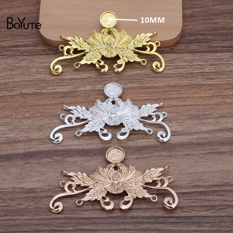 BoYuTe (10 Pieces/Lot) 43*80MM Metal Alloy Flower Pendant Base Factory Direct Supply Handmade DIY Jewelry Accessories