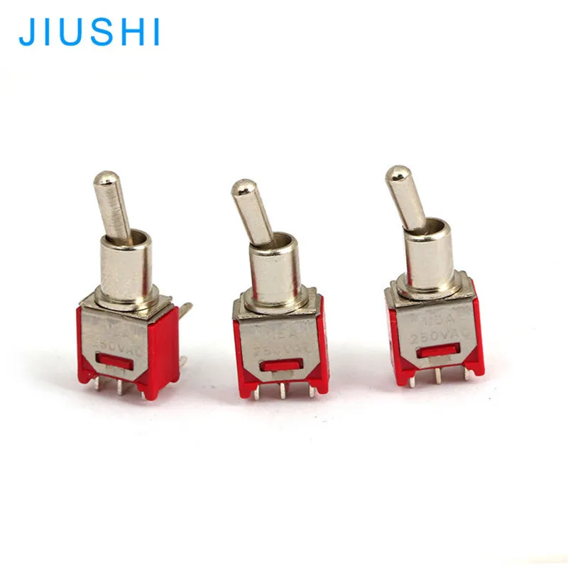 10pcs SMTS -102C3 mini toggle switch 6mm 2  Position 3 pins bent terminal