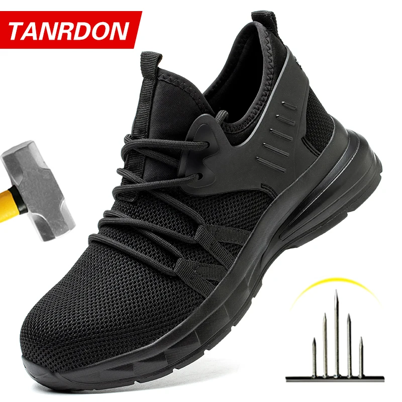 Zapatos de seguridad transpirables para hombre, zapatillas de trabajo antideslizantes con punta de acero, indestructibles, a prueba de