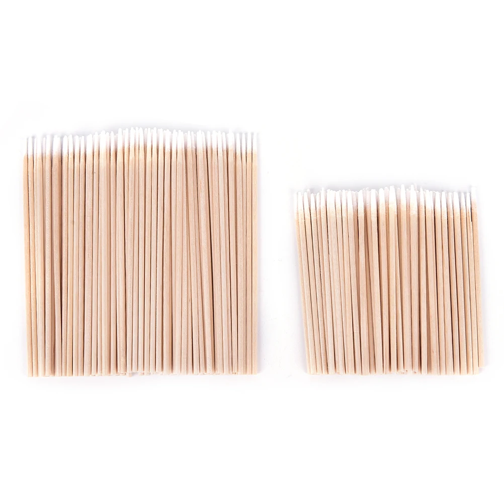 Disposable Ultra-small Cotton Swab 100pcs Lint Free Micro Brushes Wood Cotton Buds Swabs Eyelash Extension Glue Removing Tools