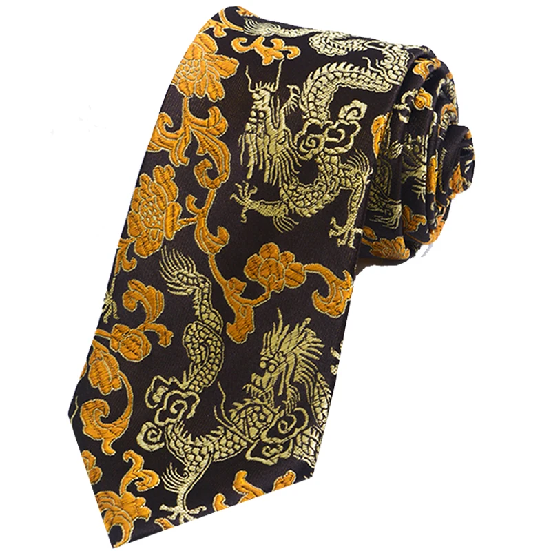 3pcs Luxury Jacquard Dragon Wedding Silk Ties Men's standard 9cm Chinese Ethnic style Neckties with box Business Gifts