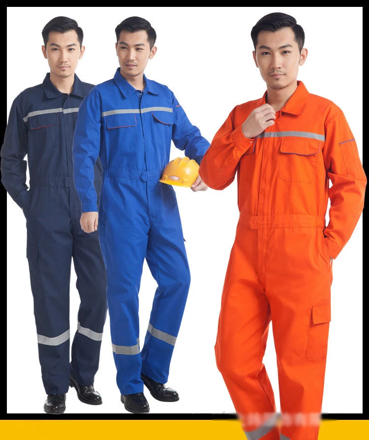 Woman Men Work-Overalls Working Uniforms Spring Thin Reflective Stripe Coveralls Welding Car Workshop Mechanic Clothes