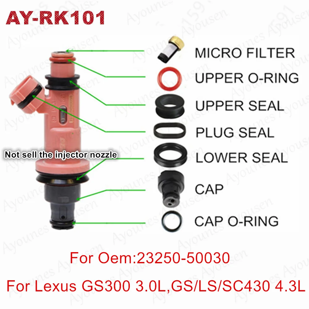 40Sets/280pcs Fuel  Injector Rebuild Service Kits For 23250-50030,23209-20020 232090A010, FJ10303, FJ10542 For lexus  (AY-RK101)