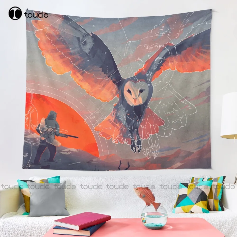 Owl Hunt Tapestry Black And White Tapestry Tapestry Wall Hanging For Living Room Bedroom Dorm Room Home Decor Background Wall