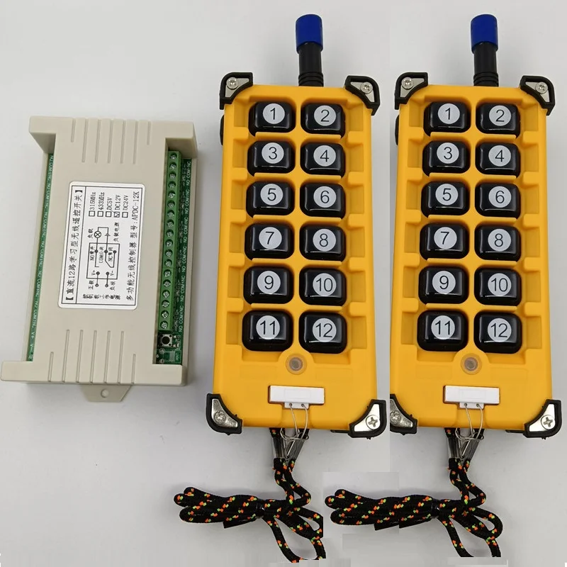 3000m DC12V 24V 12CH Radio Controller RF Wireless Remote Control Overhead travelling crane System Receiver Numer button Remote