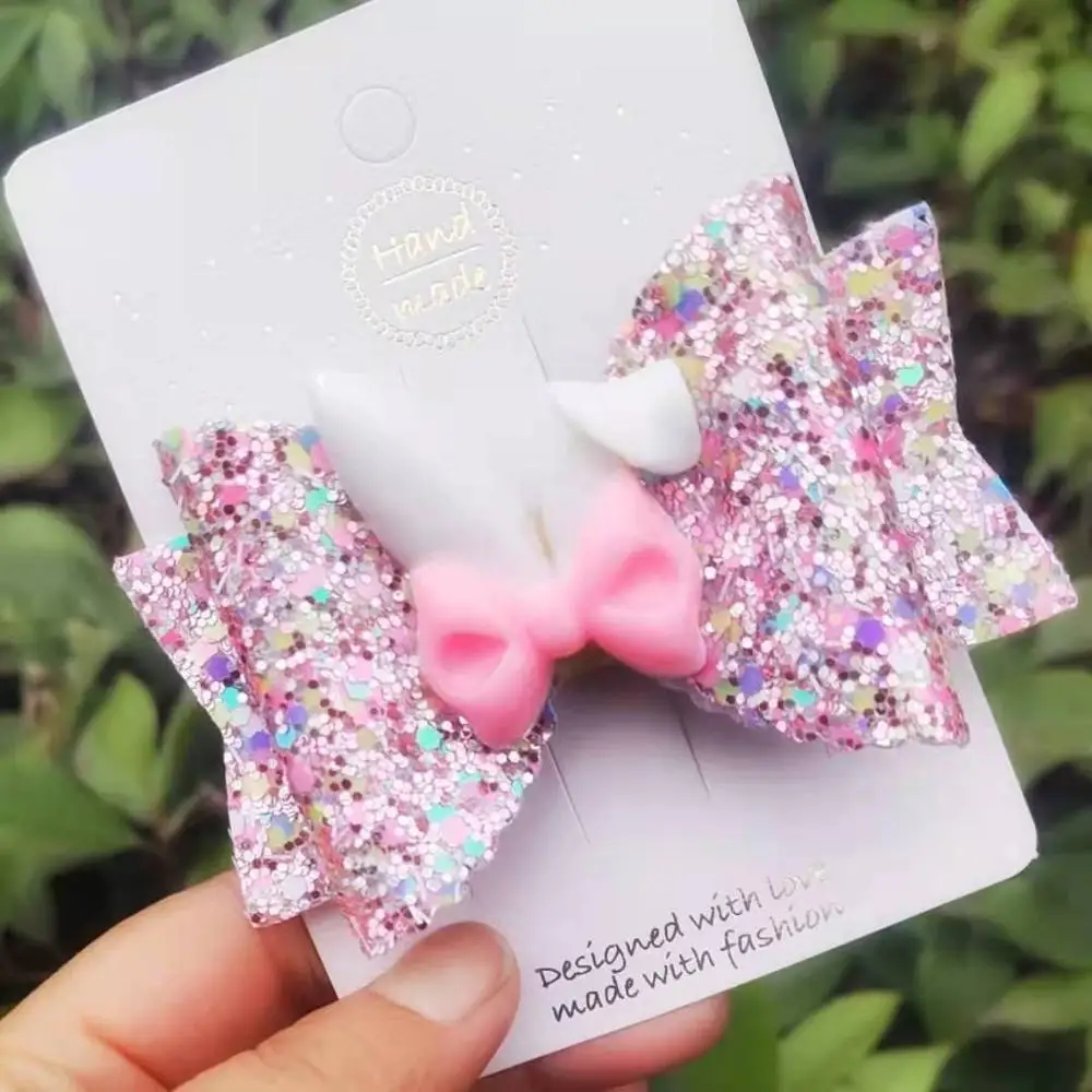 Thumblina Easter Hairgrips Glitter Hair Bow Dance Party Hair Accessories Girls Spring Easter Hair Bows