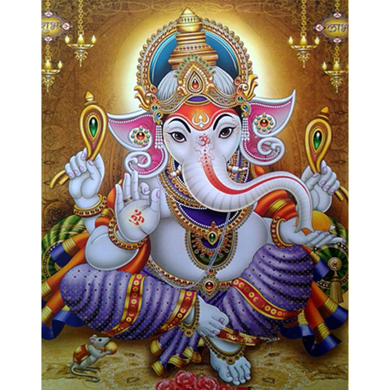 Ganesha Art 5D Home Decoration Diamond Painting Full Drill Square Crystal Diamond Embroidery Diamond Religion Icons Cross Stitch