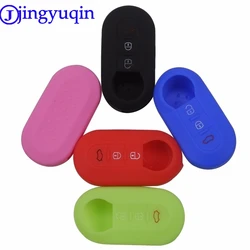 jingyuqin 3 Buttons Remote Flip Key Shell Blank Fob Silicone Car Key Cover Case For Fiat 500 Folding Flid Key