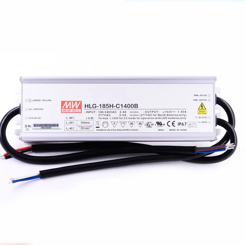 (Meanwell)HLG-60H/80H/120H/185H/240H/320H/480H-C350/C500/C700/C1050/C1400/C1750/C2100/C2800/C3500 waterproof LED driver with PFC