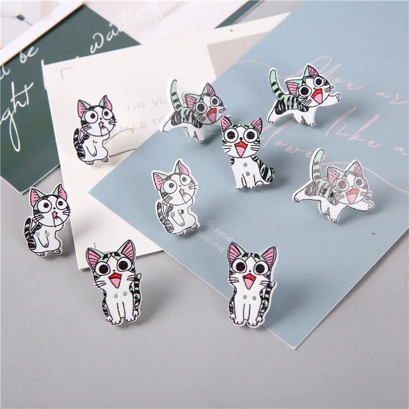 9pcs Cartoon Cat Push Pins Decorative Creative Personality Wood Pushpin Thumbtack Office Stationery Tacks Pin Cork Board Nail