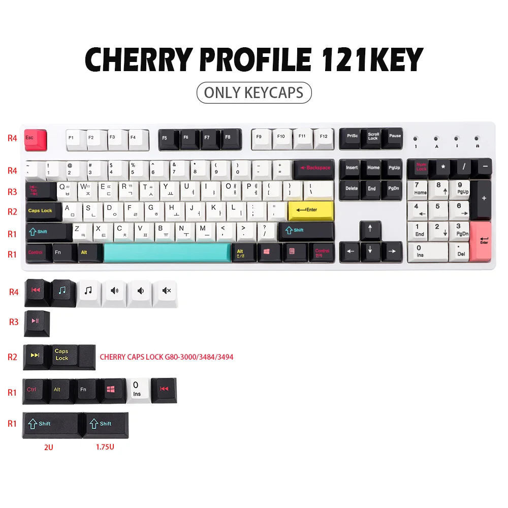 

121 Keys/set Future Funk Keycaps PBT Dye Sublimation Keycap Cherry Profile Korean Japanese Key Caps With 1.75u 2u Shift