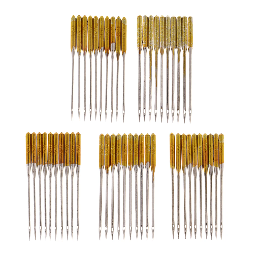 10Pcs Stainless Steel Anti-jumper Needle Sewing Machine Needles 5 sizes 14 16 18 9 11 Universal Needle For Leather Jeans Sewing