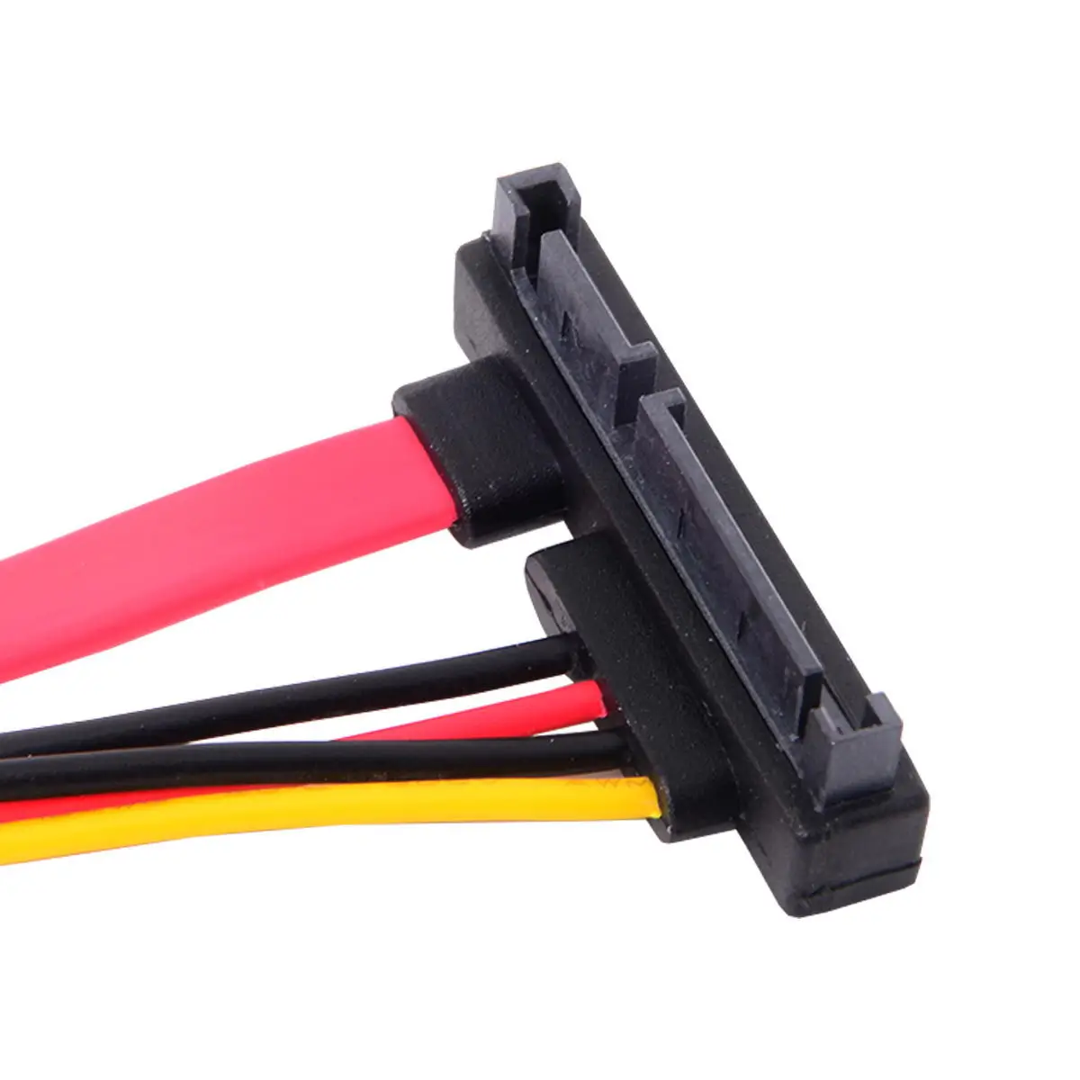 Chenyang Male Up Angled  to Female SATA III 3.0 7+15 22 Pin SATA Data Power Extension Cable 30cm