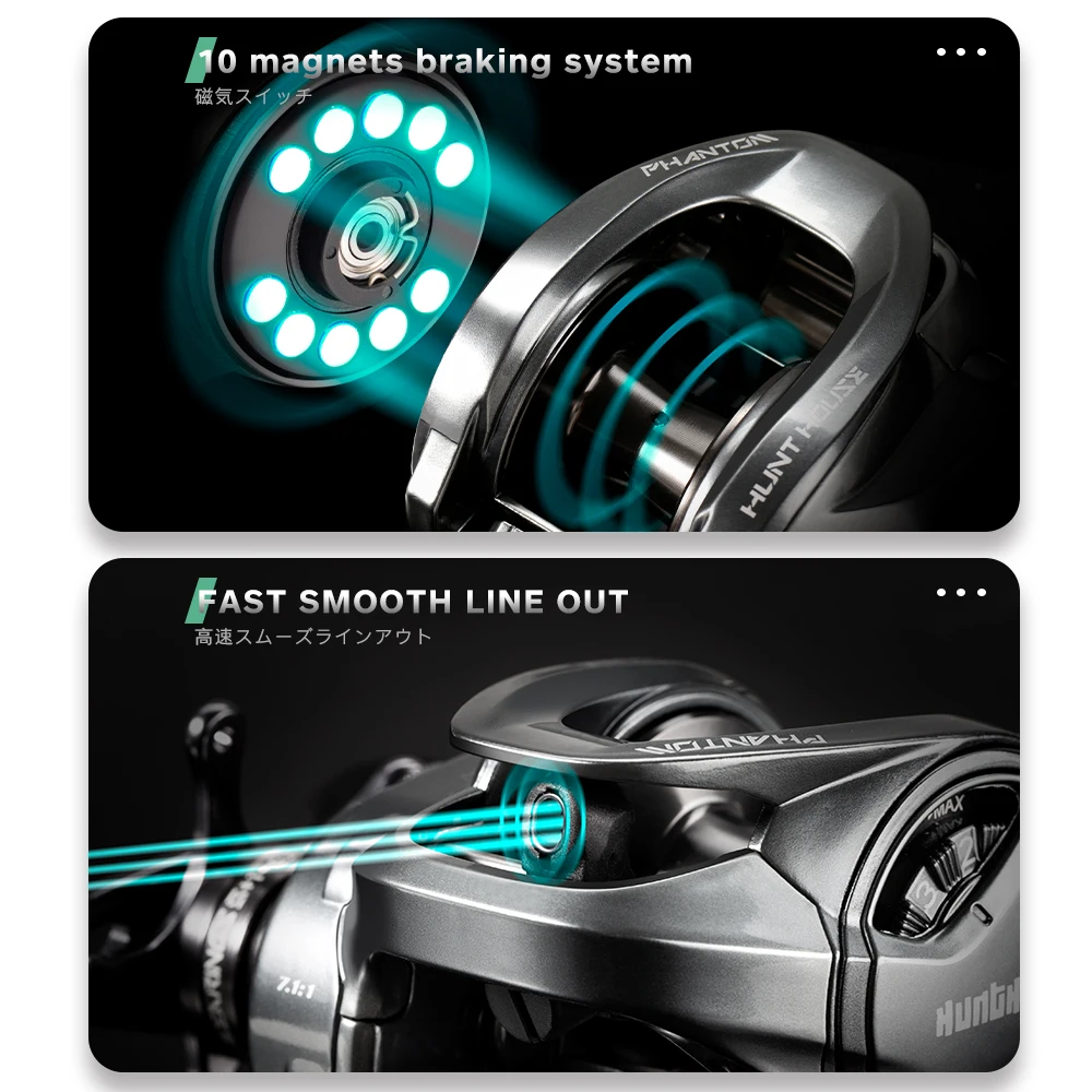 Carrete Baitcast Hunthouse 7.1:1 con Arrastre de 8kg - imagen 3