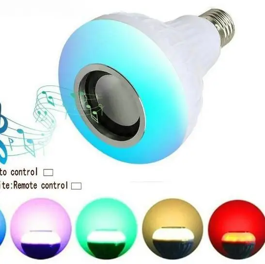 Smart Music Bulb Led Speaker Lamp 12W E27 RGBW Wireless Bluetooth Dimmable LED Bulb Light with 24 Keys Remote Control