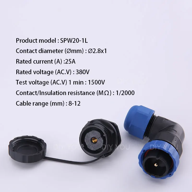 SP20 IP68 Back Nut 90 degree elbow waterproof connector 1/2/3/4/5/6/7/9/10/12/14 Pin Industrial power angle Aviation connectors