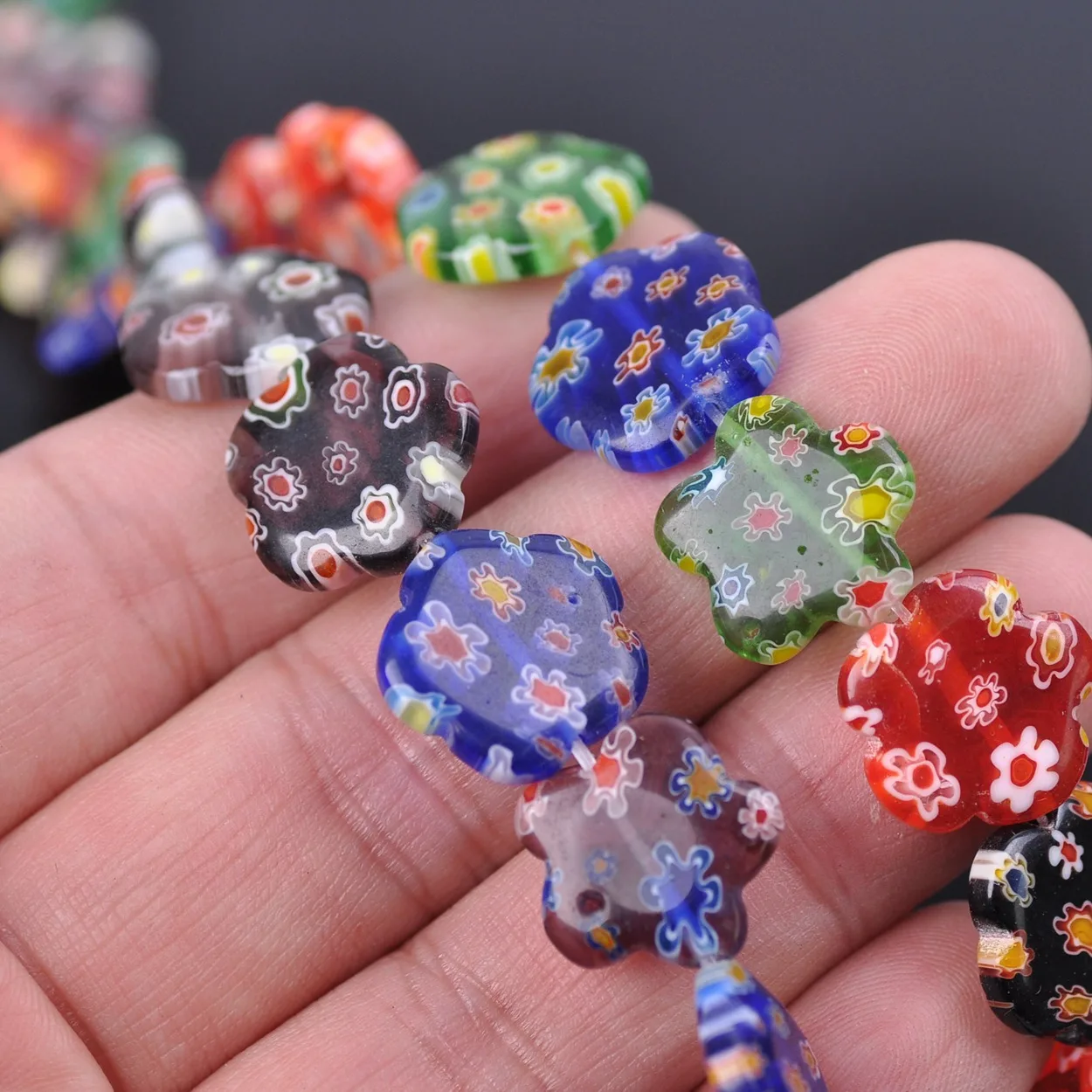 Flower Shape Mixed Flower Patterns 10mm 12mm 16mm Millefiori Glass Loose Beads for DIY Crafts Jewelry Making Findings