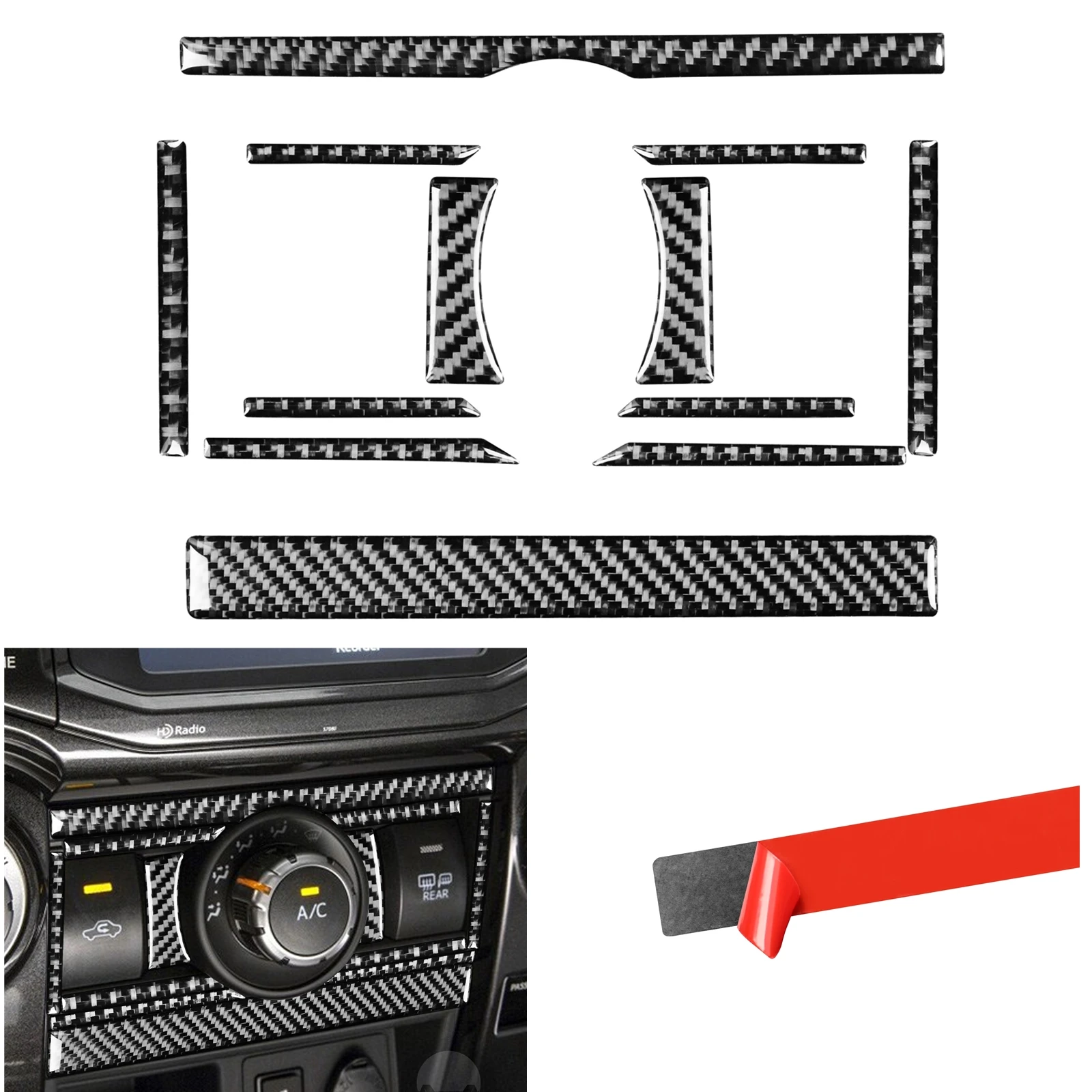 For Toyota 4Runner 2010-2023 Carbon Fiber Car Interior A/C Air Conditioning Switch Panel Cover Button Trim Sticker Decorative