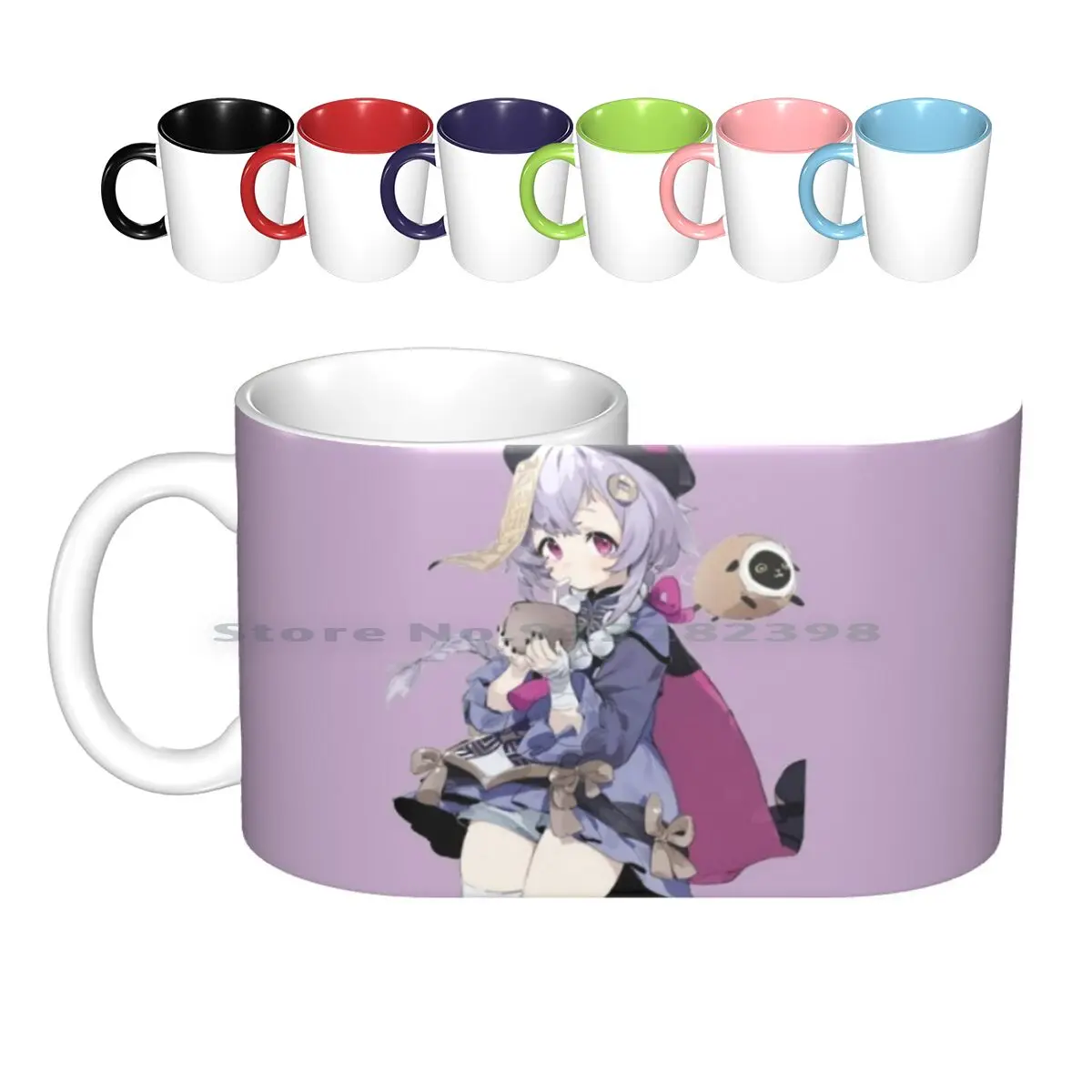 Qiqi Kawaii-Genshin Impact Ceramic Mugs Coffee Cups Milk Tea Mug Genshin Impact Genshin Game Rpg Video Game Anime Cute Impact