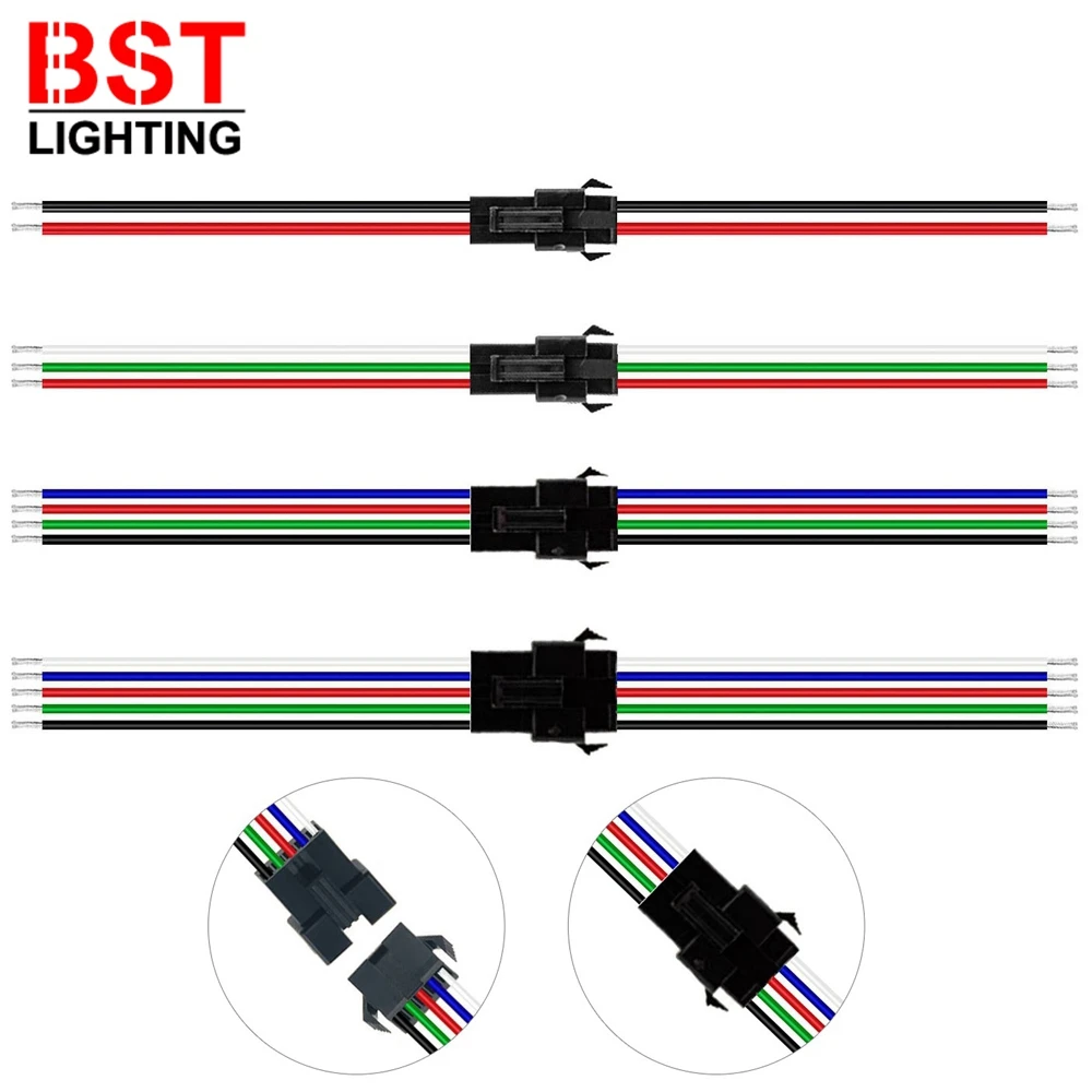 JST Connector Male And Female 5-100 Pairs 2pin/3pin/4pin/5pin For 5050/3528 WS2812B/WS2811 WS2813/WS2815 SK6812 LED Strip