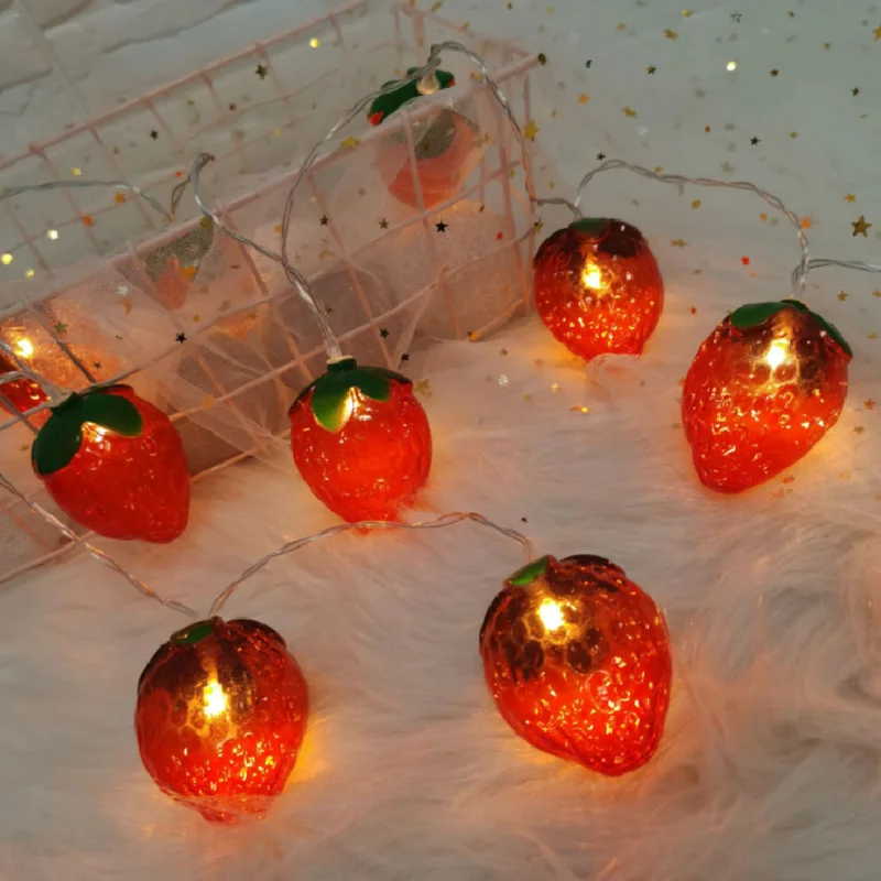 Luci Creative della stringa della fragola 10/20LED luci della ghirlanda di natale alimentate a batteria per la decorazione della stanza dei bambini del partito